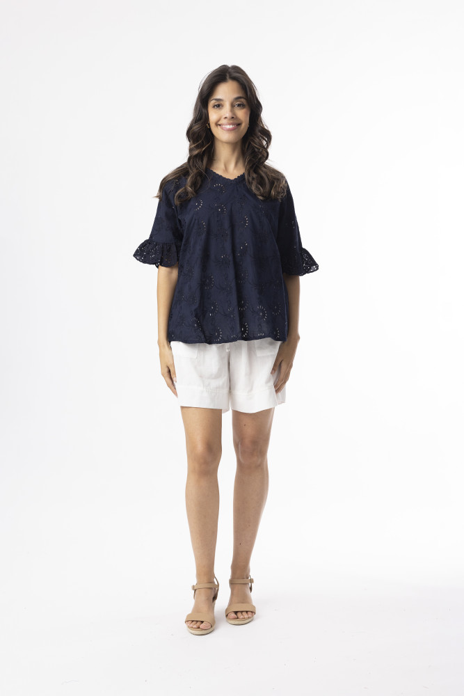 Broderie Essentials Top Navy