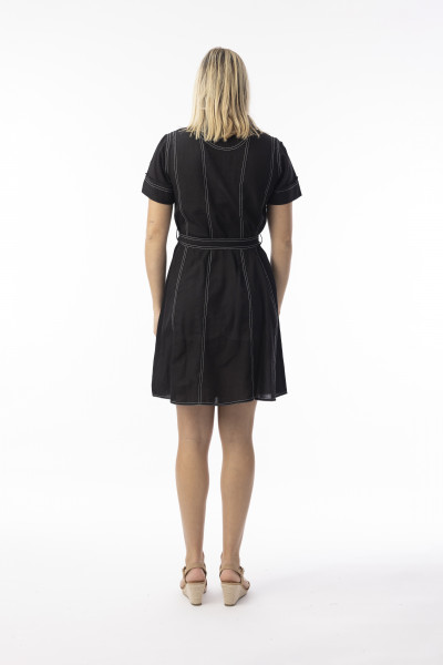 Linen Essentials Dress Collar Buttonthrough Black
