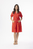 Linen Essentials Dress Collar Buttonthrough Red
