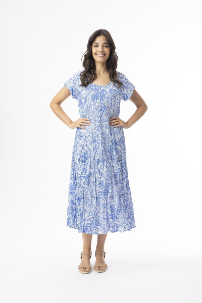 Aksharay Blue Dress Bias Pockets Blue