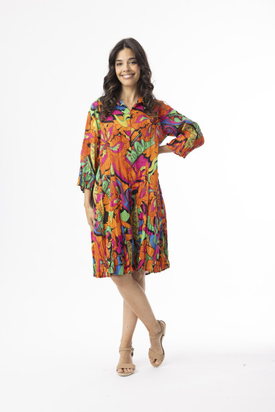 Al Bichar Dress Collar Buttonthrough Print