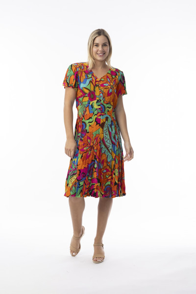 Al Bichar Dress Shirred Waist Print