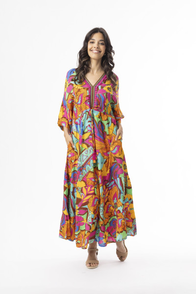 Al Bichar Dress V Maxi Print