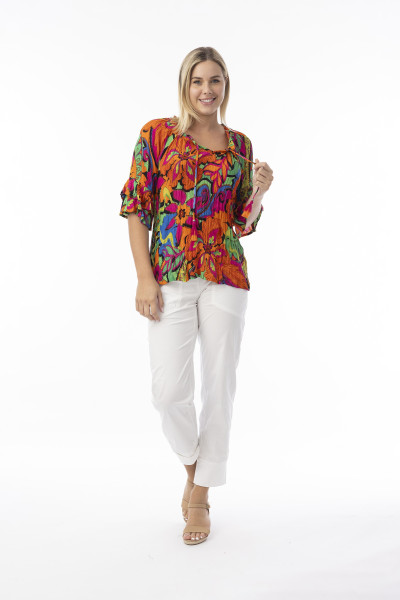 Al Bichar Top Frill Sleeve Print