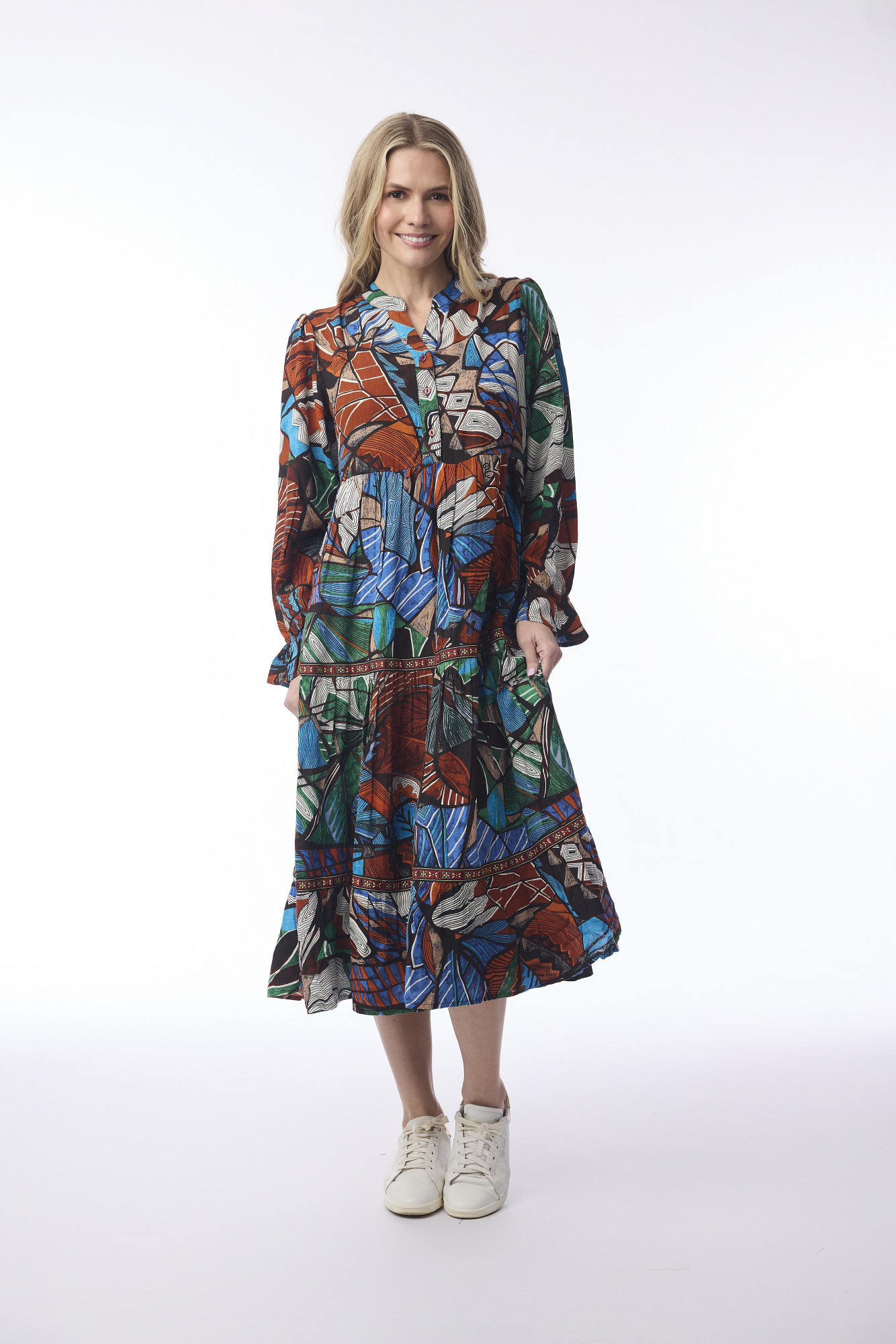 Alexandria Dress Round Neckline Print