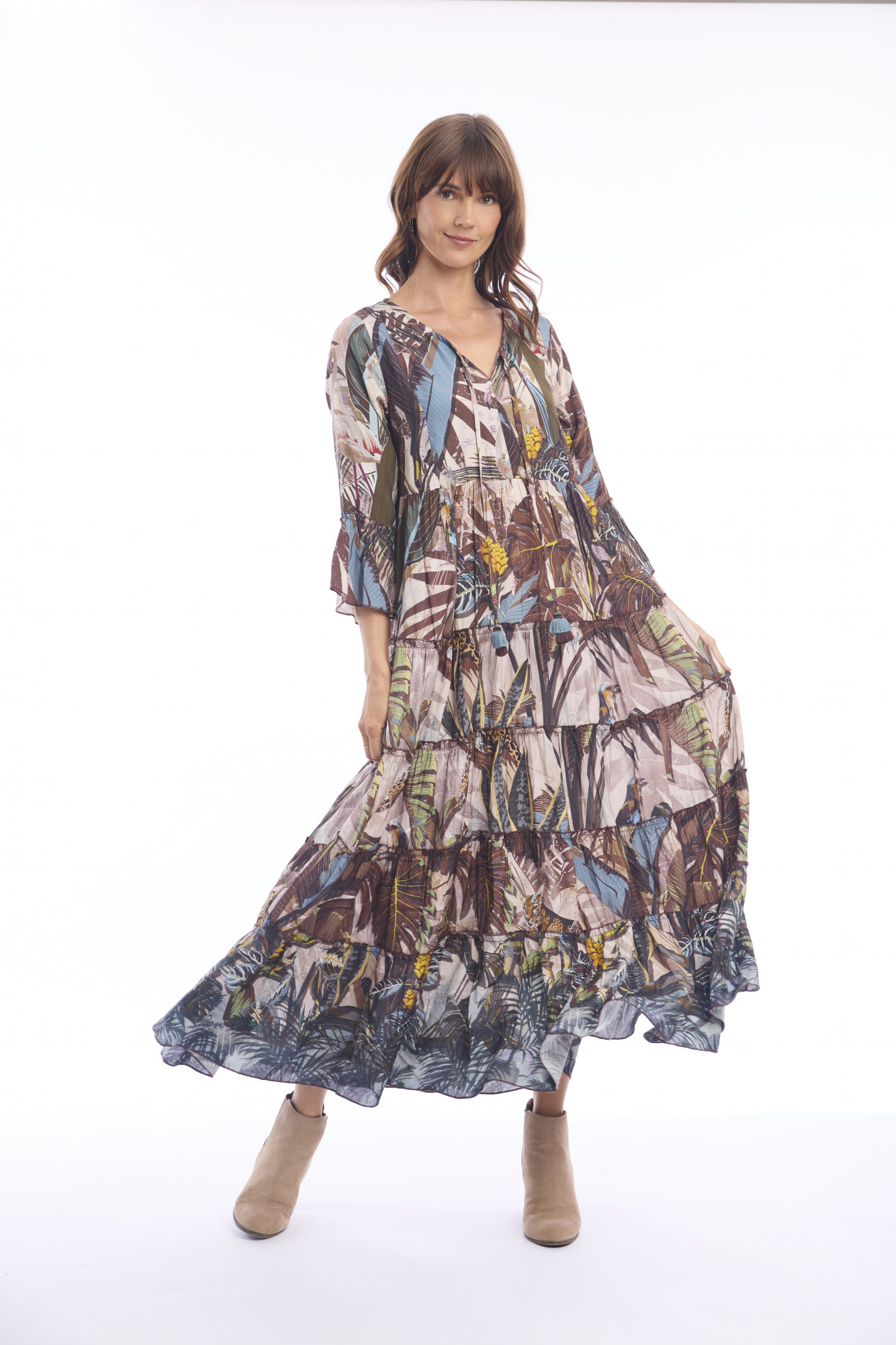 Almasa Dress Maxi Layered Print