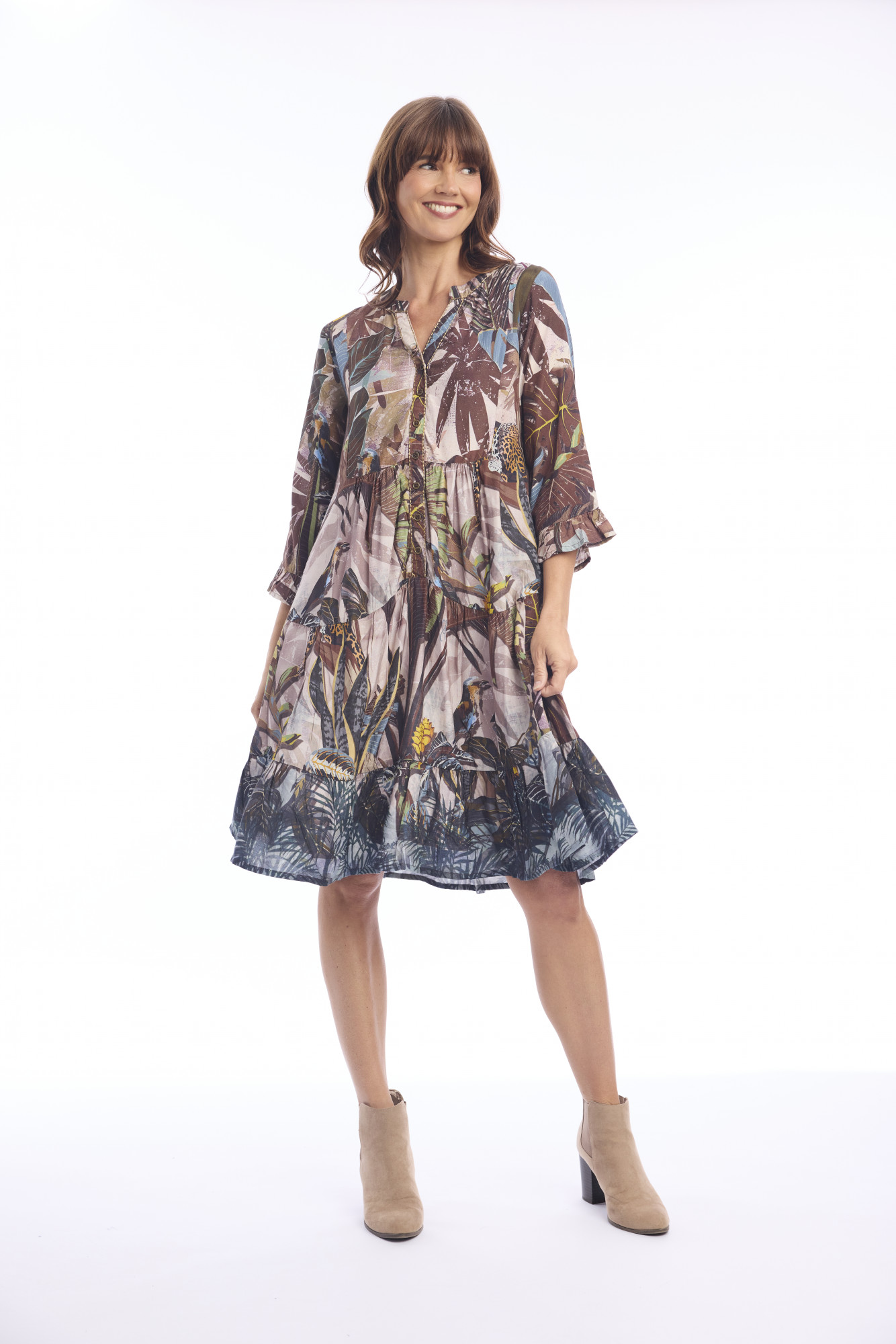 Almasa Dress Placket Print