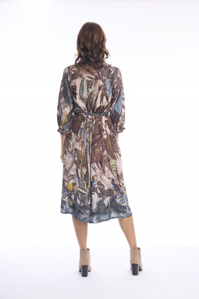 Almasa Dress Pleated Belt Print