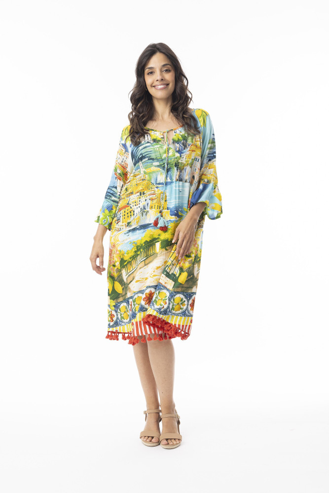 Amalfi Dress Tassel Print