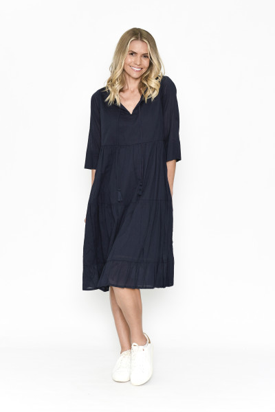 Amber Dress Solid With Lining Navy