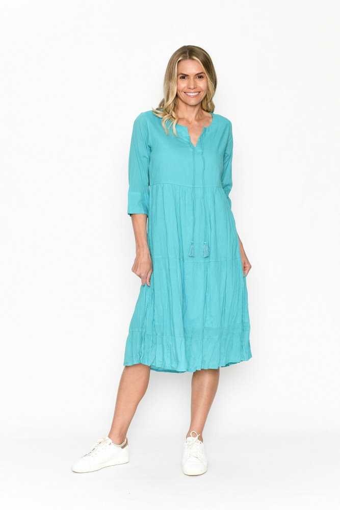 Amber Dress Solid With Lining Turq