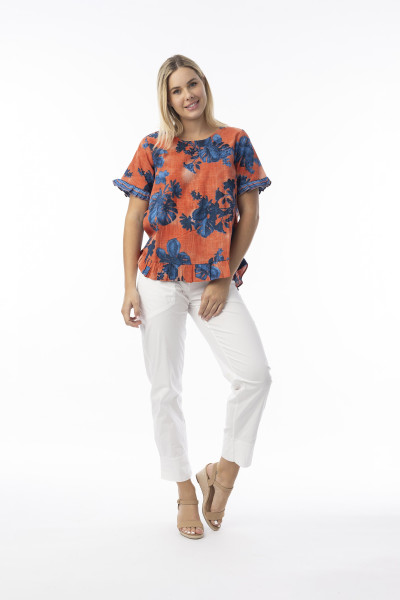 Arashi Top Frill Print