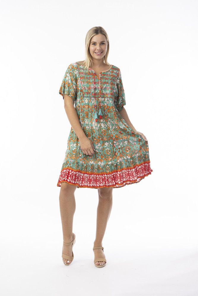 Araya Dress Bib Print