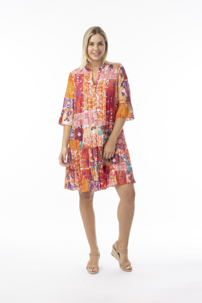 Araya Dress Layers Frill Sleeve Print