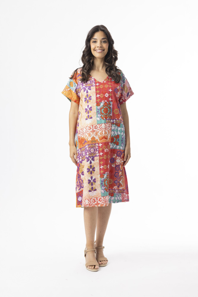 Araya Dress Reversible Short Sleeve Print