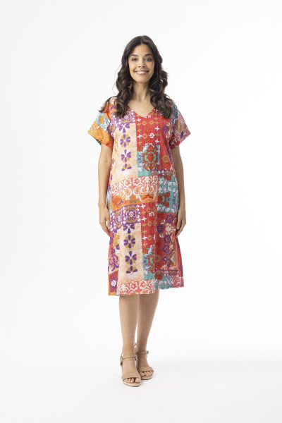 Araya Dress Reversible Short Sleeve Print