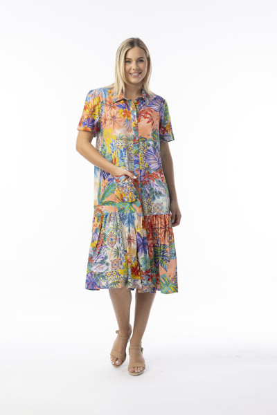 Aruba Dress Patch Collar Print