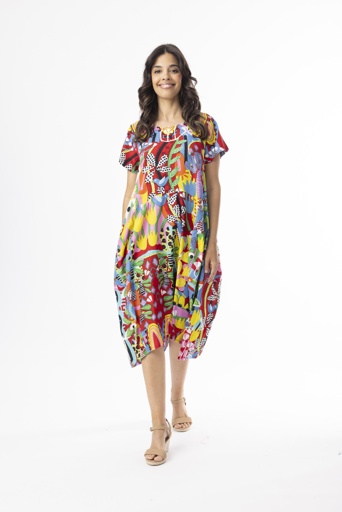 Ayangue Dress Bubble Short Sleeve Print