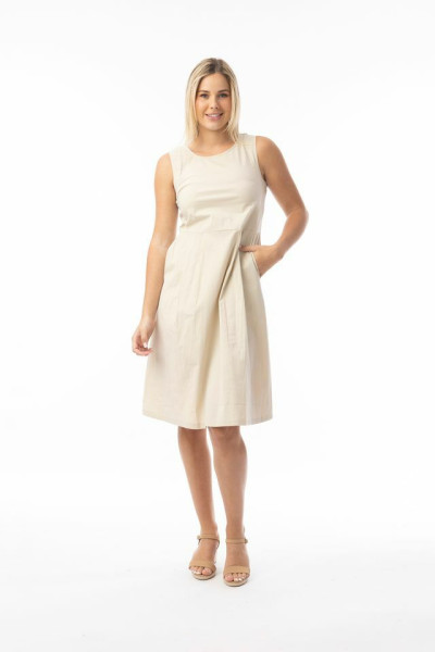 Bangalene Dress Sleeveless Pleated Sand
