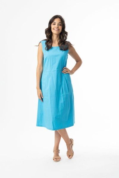 Bangalene Dress Sleeveless Pleated TURQ