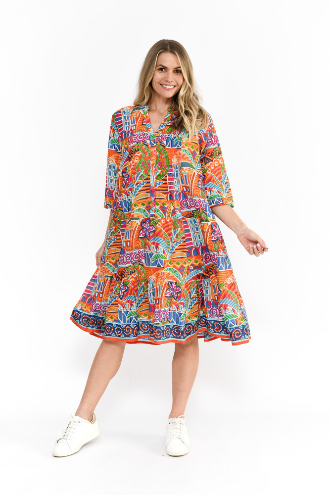 Beth Dress Pleated Drop Waist Tropical Village 1