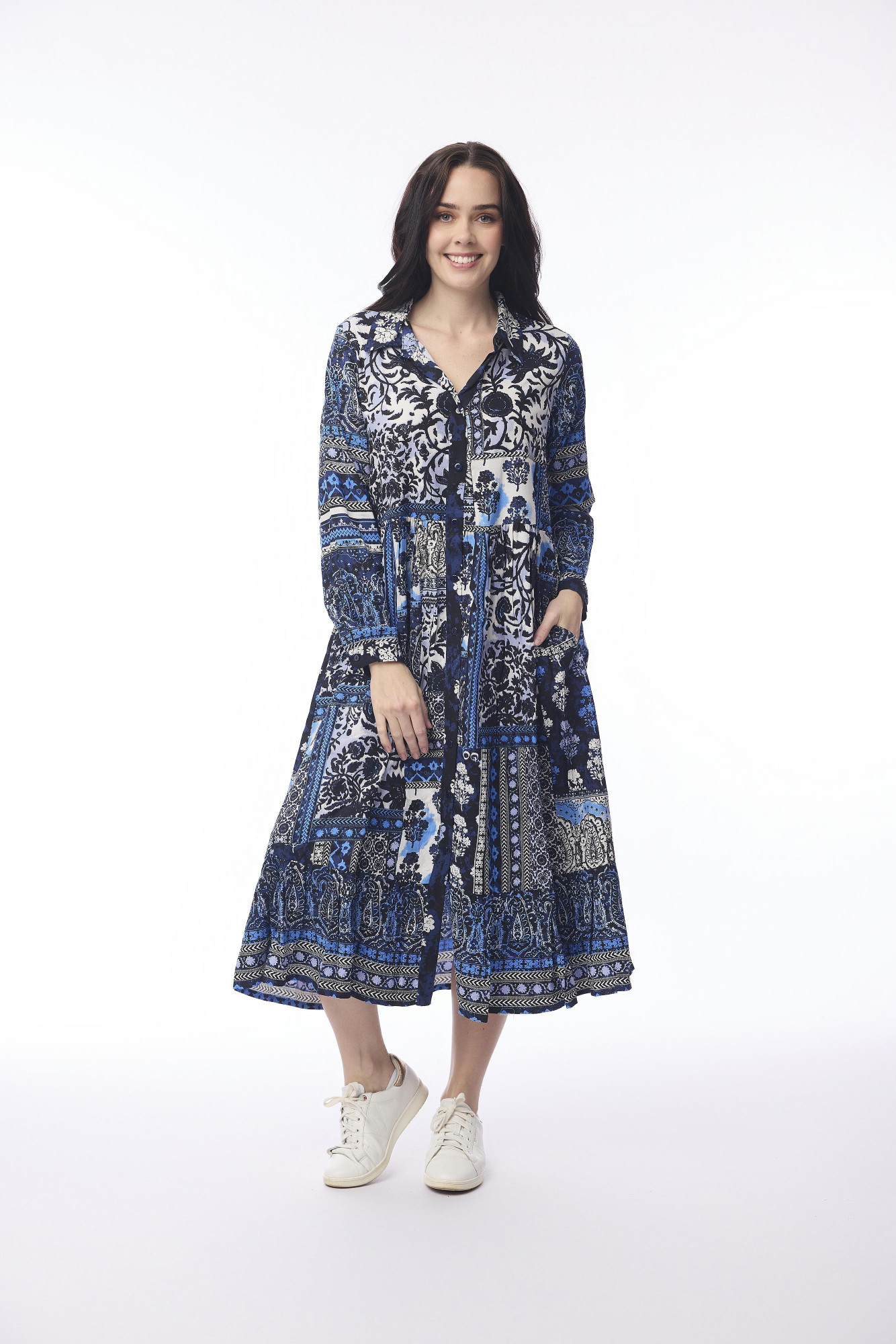 Bhadoi Dress Maxi collar Print