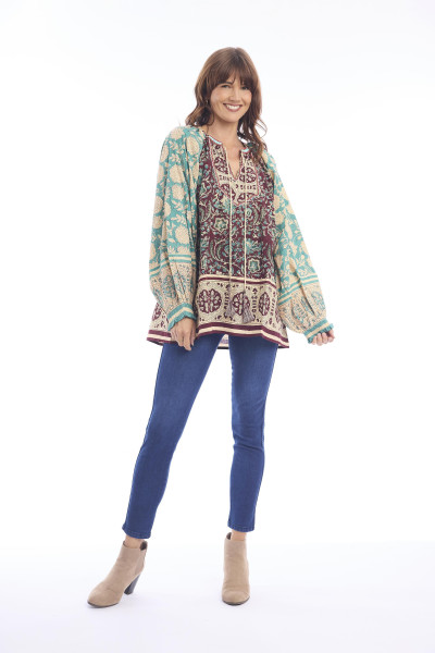 Block Top Boho Print