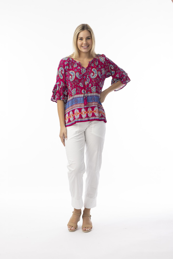 Boho Tops Shape 1 Indian Border Pink