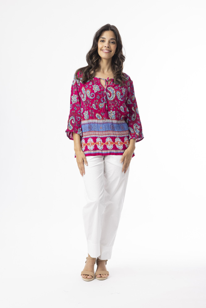 Boho Tops Shape 2 Indian Border Pink