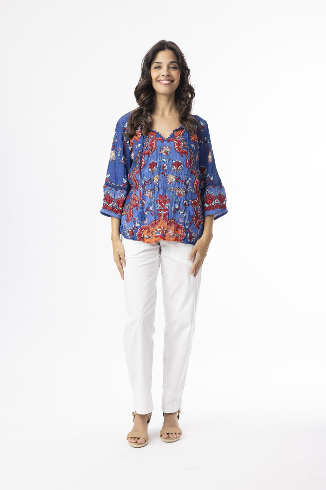 Boho Tops Shape 2 Ornate Panel Blue