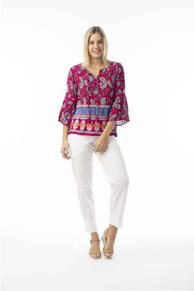 Boho Tops Shape 3 Indian Border Pink
