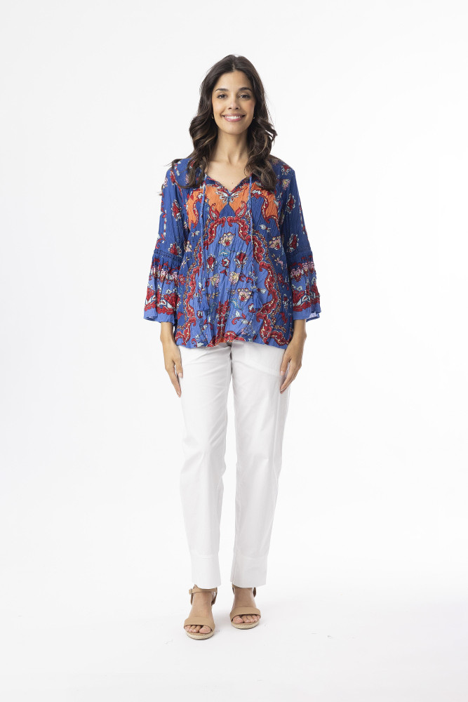 Boho Tops Shape 3 Ornate Panel Blue