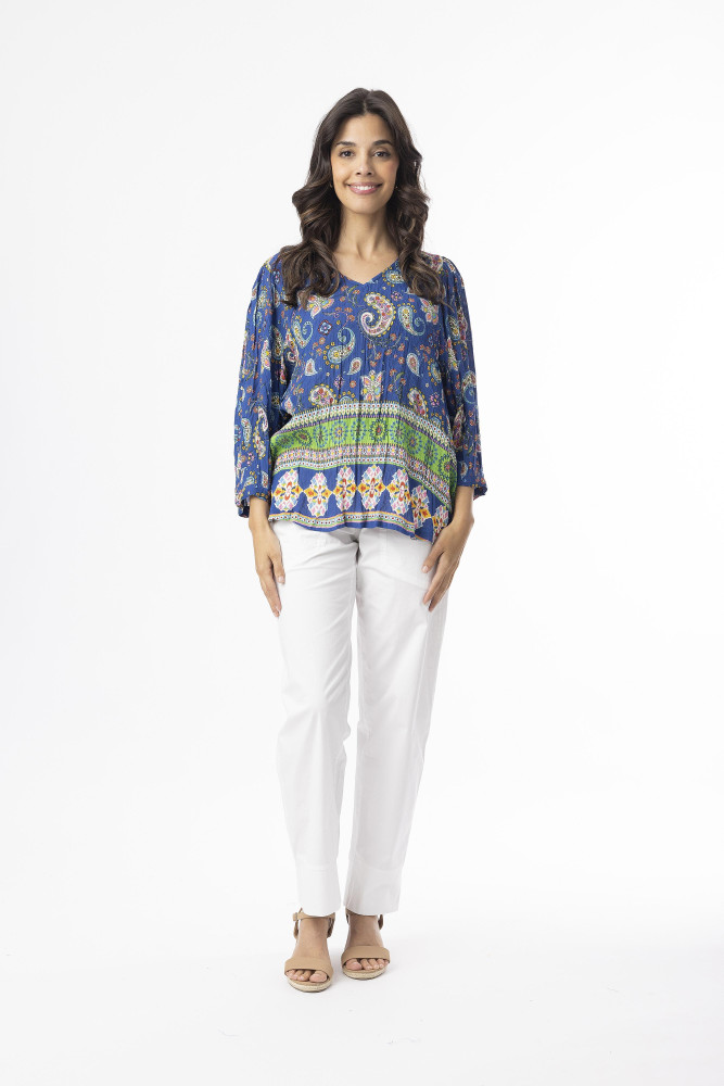 Boho Tops Shape 4 Indian Border Blue