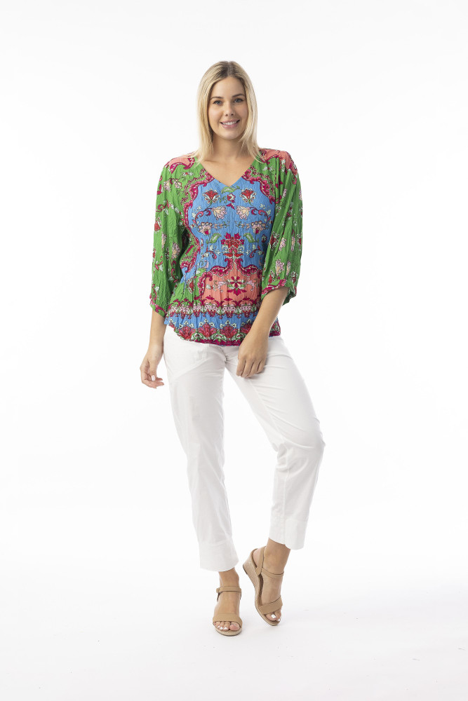 Boho Tops Shape 4 Ornate Panel Green