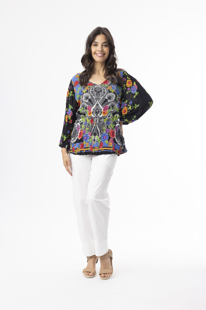 Boho Tops Shape 4 Paisley Panel Black