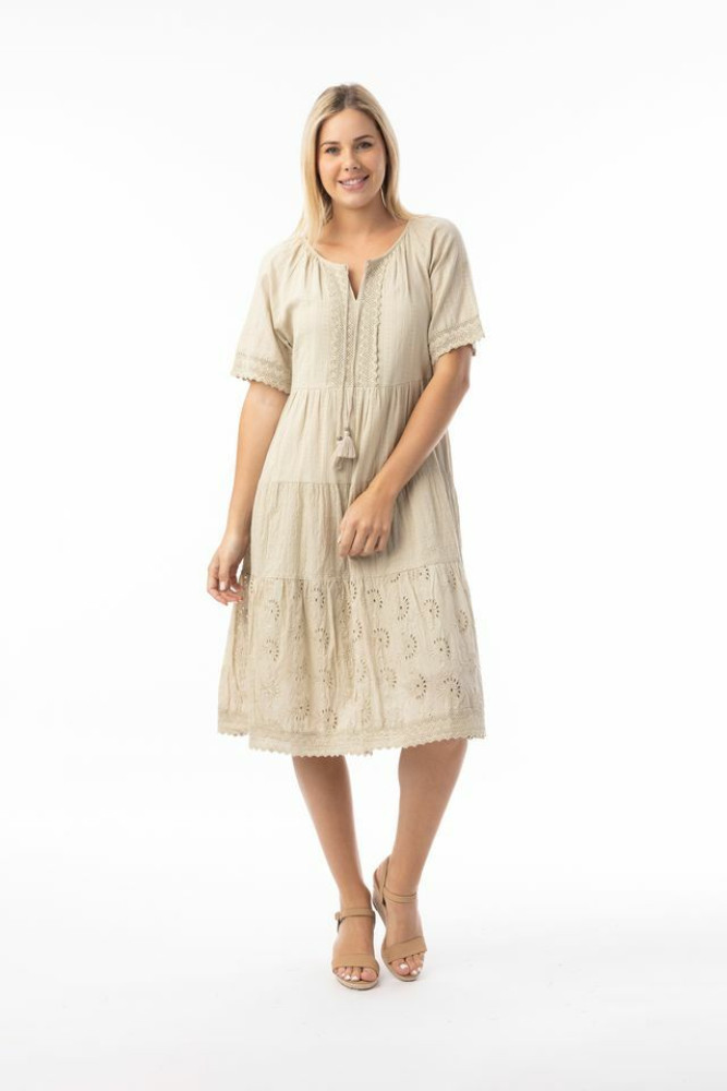 Broderie Essentials Dress Layers Sand