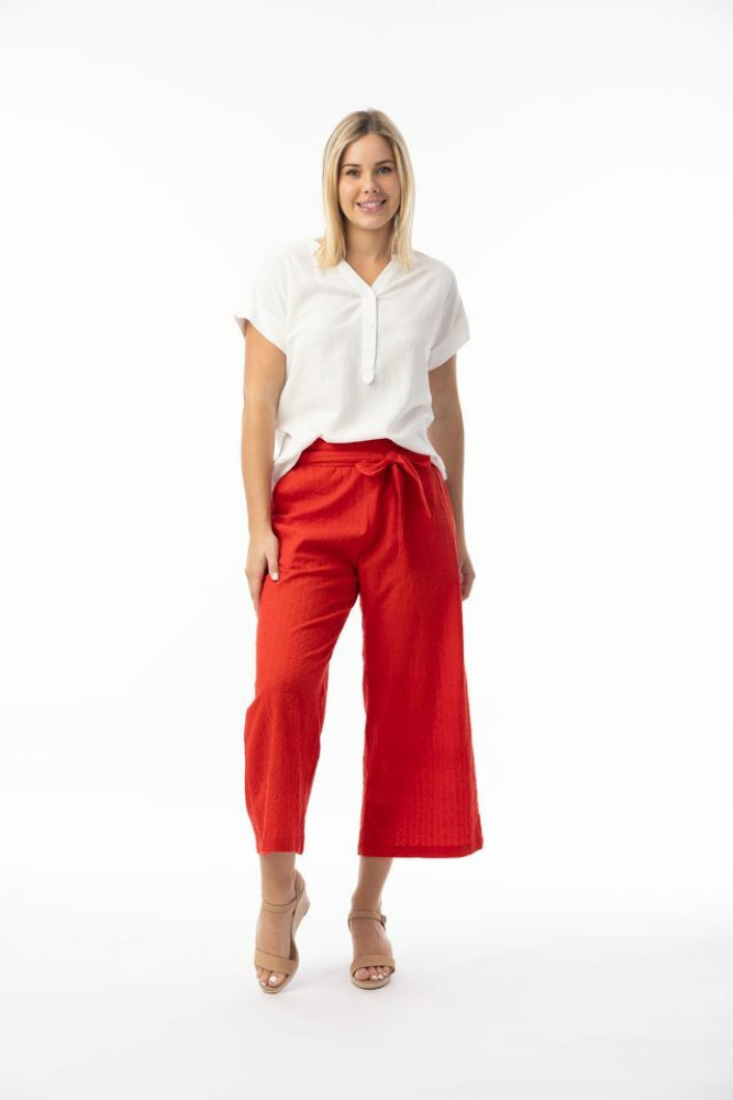 Broderie Essentials Pant Red