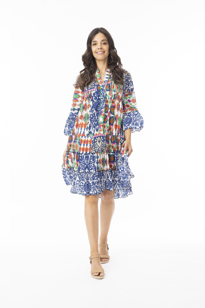 Buzios Dress Layers Frill Sleeve Print