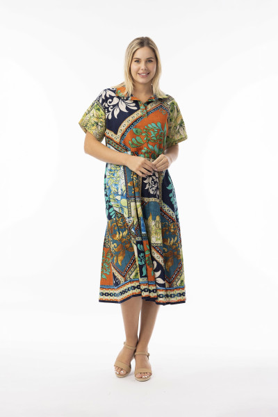 Cabo Fria Dress Collar Layers Print
