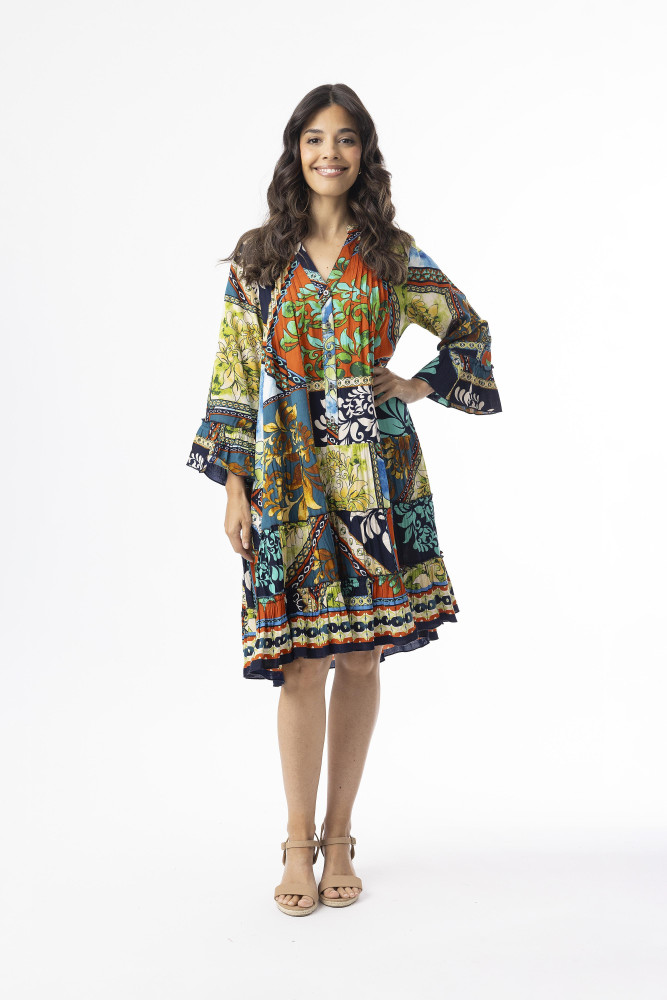 Cabo Fria Dress Frill Buttonthrough Print