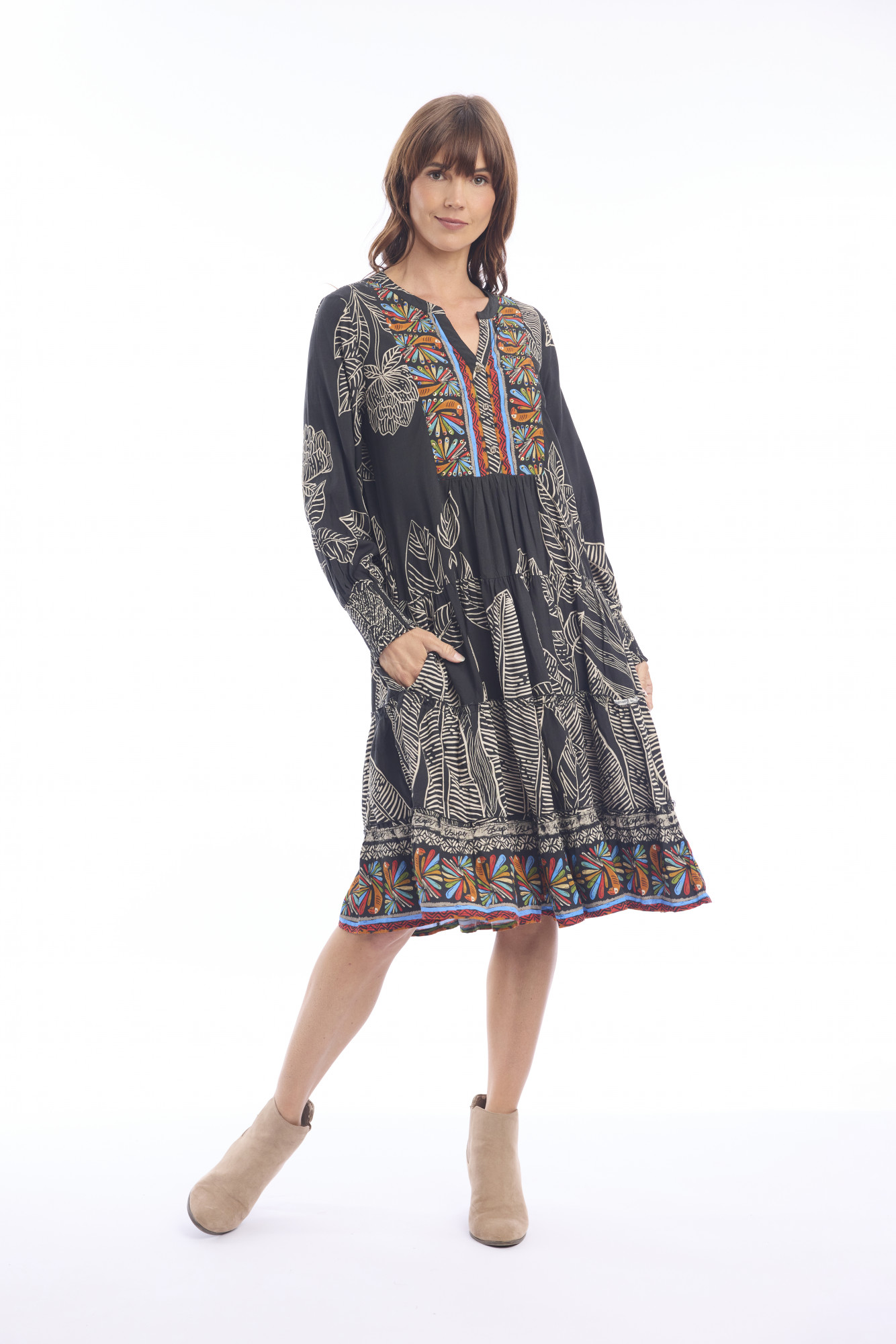 Cancun Dress Placket Print