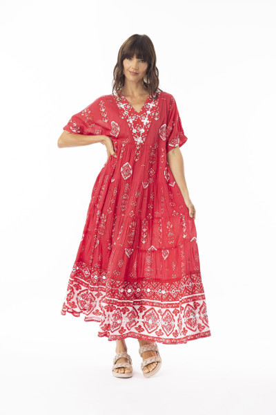 Carla Red Dress Midi V Layers Red