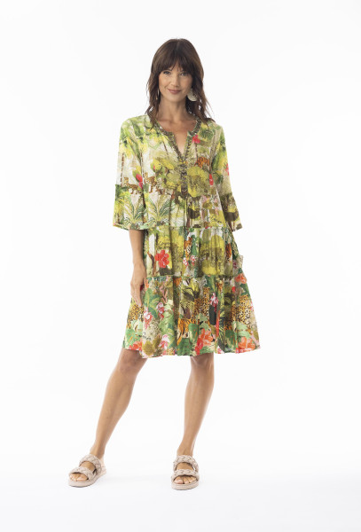 Cecilia Dress Frill Sleeve Print