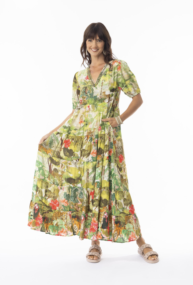 Cecilia Dress Layers Maxi Print