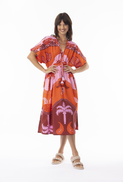 Celeste Orange Dress Midi ORANGE