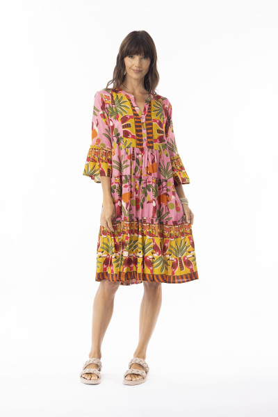 Chaira Dress Layers Frill Sleeve Print