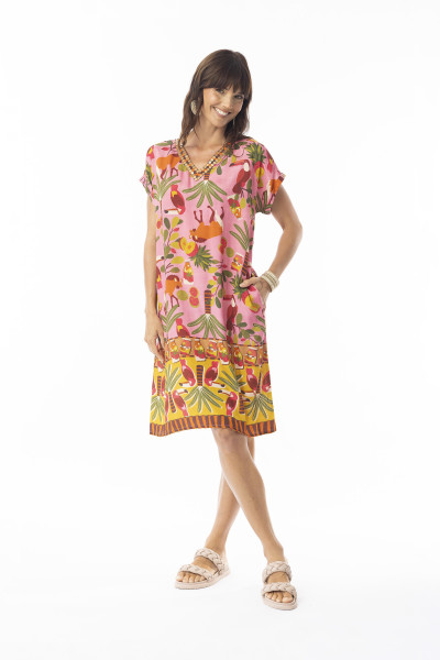 Chaira Dress Shift Short Sleeve Print