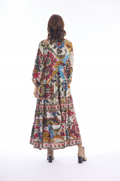 Chateau Eza Dress Maxi V Print