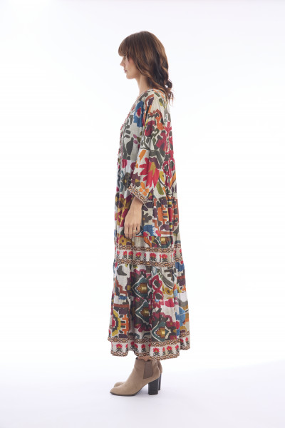 Chateau Eza Dress Maxi V Print