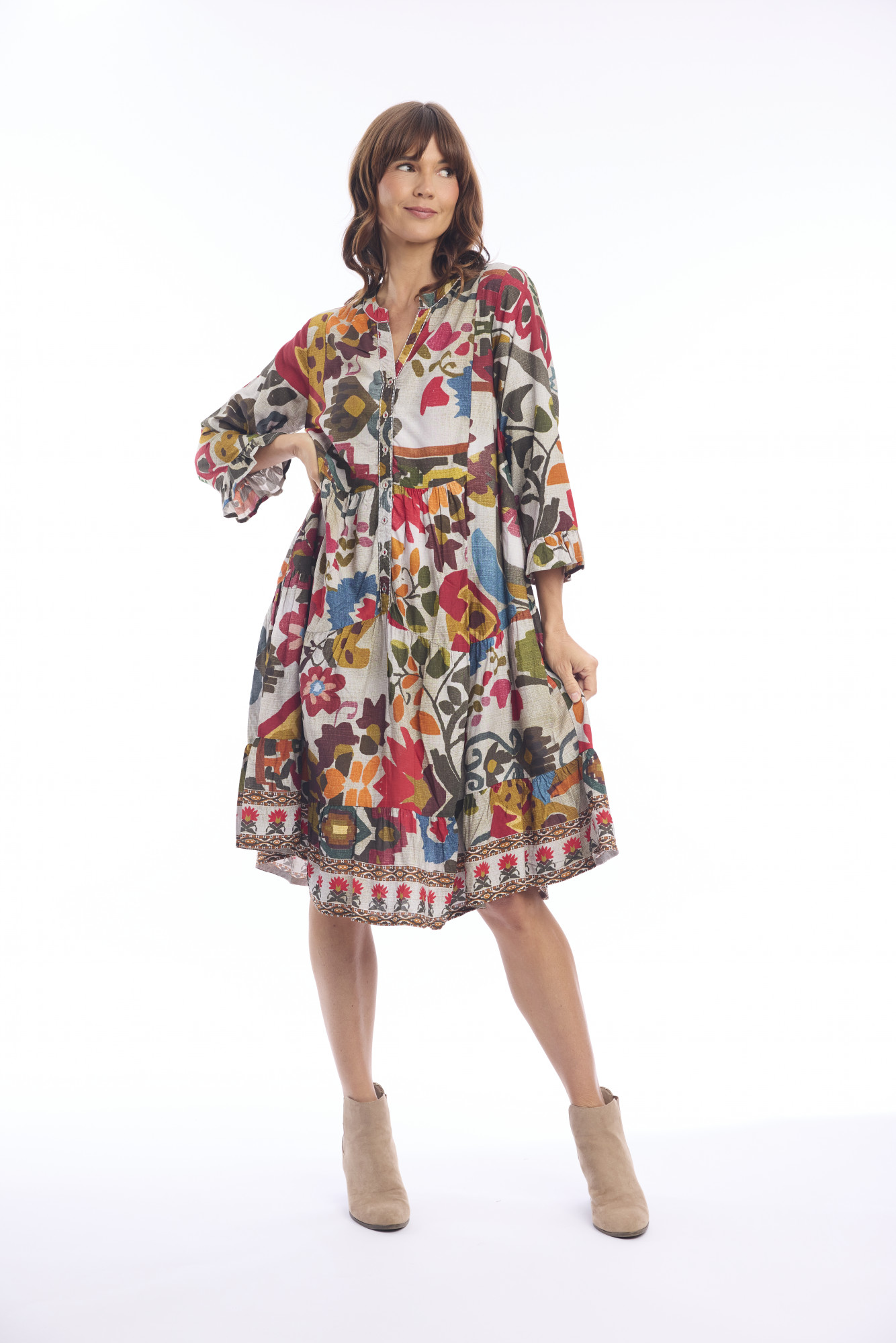 Chateau Eza Dress Placket Print